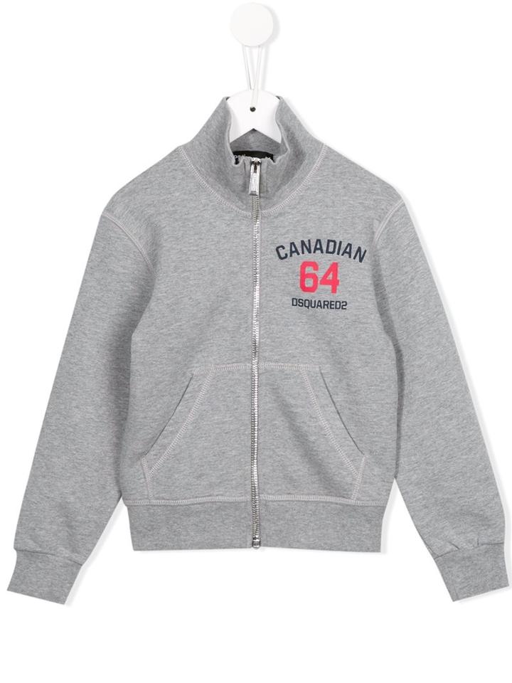 Dsquared2 Kids Canadian 64 Logo Zip Sweatshirt, Boy's, Size: 8 Yrs, Grey