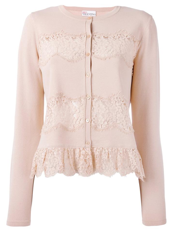 Red Valentino Lace Applique Cardigan, Women's, Size: Medium, Pink/purple, Polyamide/viscose