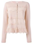 Red Valentino Lace Applique Cardigan, Women's, Size: Medium, Pink/purple, Polyamide/viscose