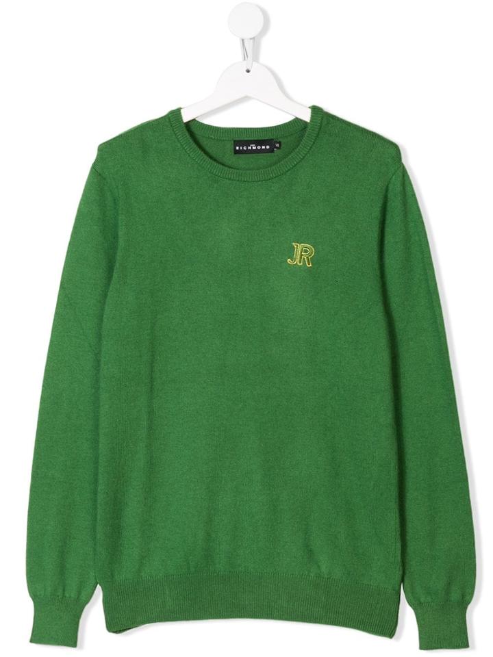John Richmond Junior Teen Embroidered Monogram Jumper - Green