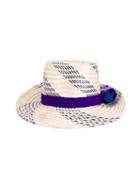Yosuzi Pom-pom Detail Hat, Women's, Size: 57, Purple, Cotton/wool/straw