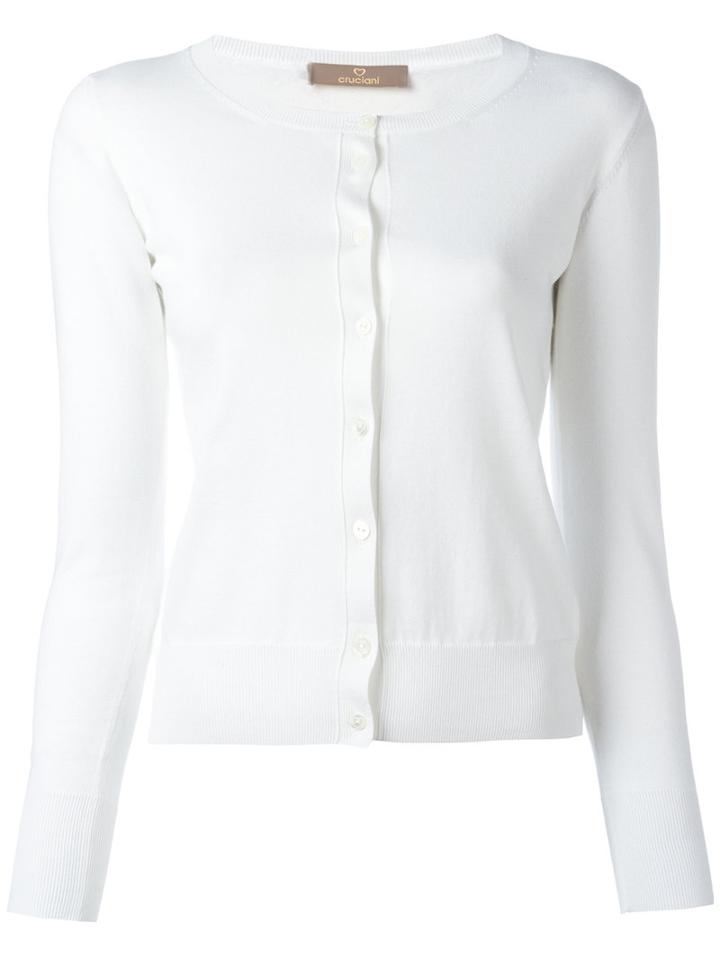 Cruciani - Buttoned Cardigan - Women - Cotton/spandex/elastane - 48, White, Cotton/spandex/elastane