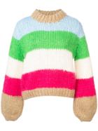Ganni Blocked Stripe Sweater - Green