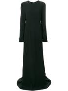 Rochas Embroidered Sleeve Backless Maxi Dress - Black