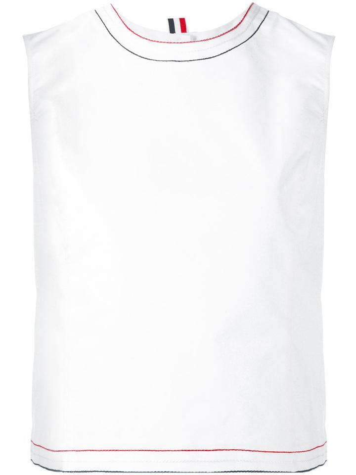 Oxford Embroidered Sleeveless Top - Women - Silk/cotton - 40, White, Silk/cotton, Thom Browne