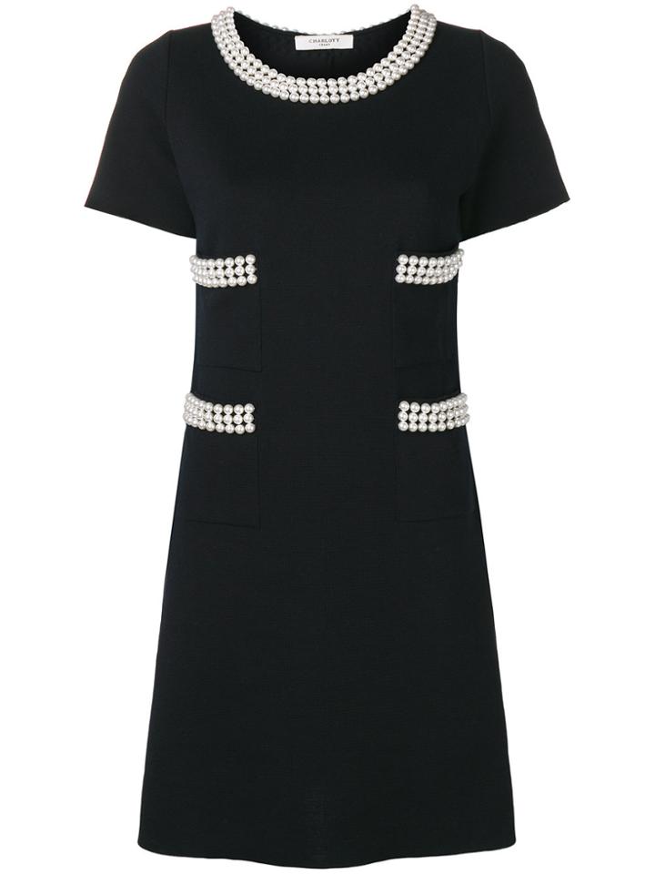 Charlott Pearl Embellished Dress - Blue