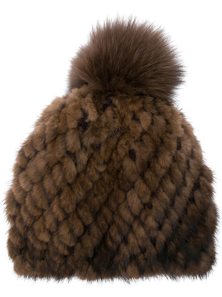 Max Mara Pom-pom Beanie - Brown
