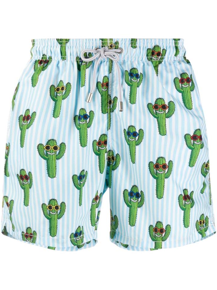 Mc2 Saint Barth Happy Cactus Swim Shorts - Blue