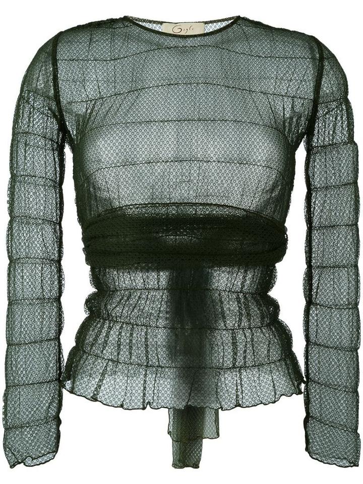 Romeo Gigli Pre-owned Lace Sheer Blouse - Green