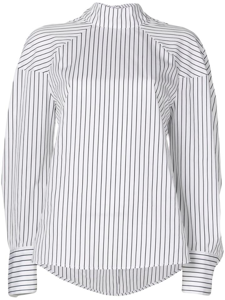 Msgm Stripe High Neck Blouse - White