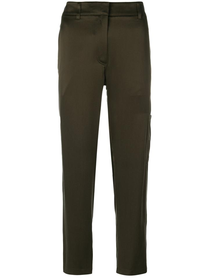 Theory Cropped Straight Trousers - Green