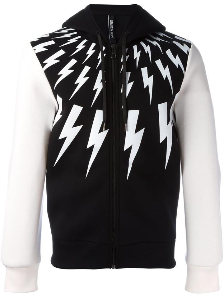 Neil Barrett 'lightning Bolt' Hoodie, Men's, Size: Large, Black, Cotton/lyocell
