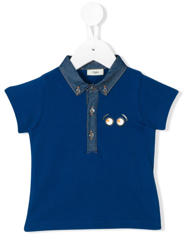 Fendi Kids - Piqué Polo T-shirt - Kids - Cotton - 6 Mth, Blue
