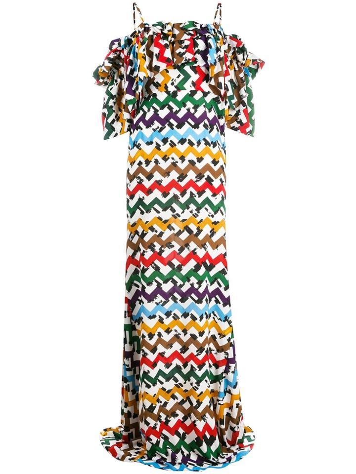 Edeline Lee Zigzag Cold-shoulder Maxi Dress - White