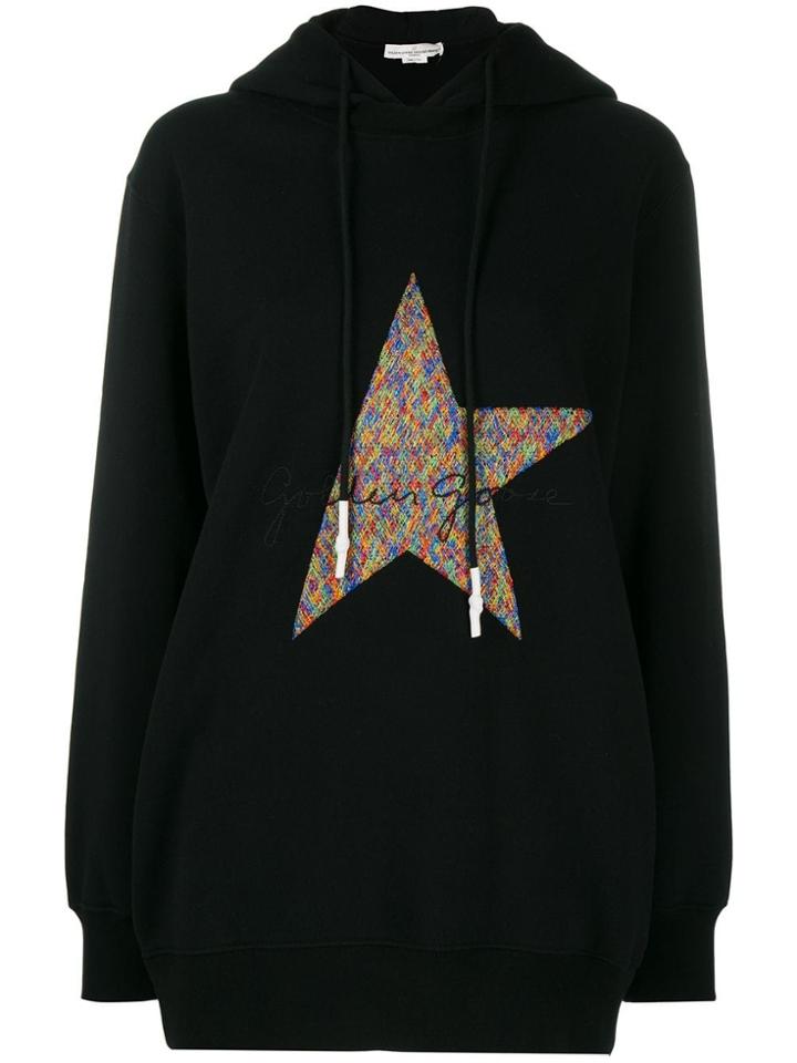 Golden Goose Logo Embroidered Hoodie - Black