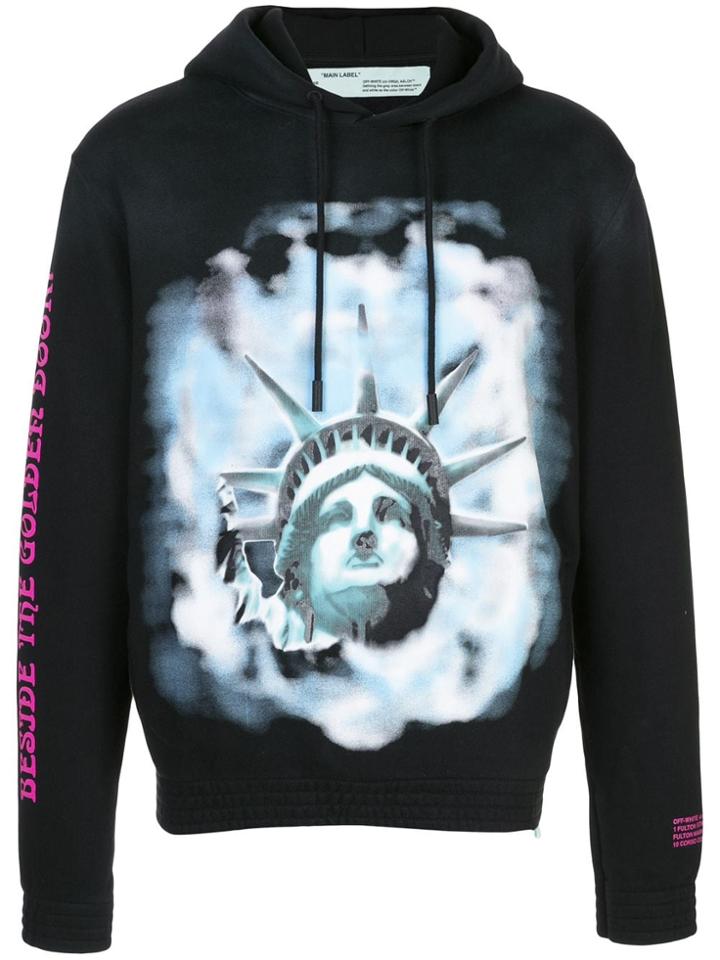 Off-white Statue Of Liberty Print Hoodie - Black