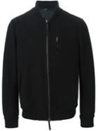 Giorgio Armani Zipped Bomber Jacket, Men's, Size: 50, Black, Acrylic/polyamide/virgin Wool