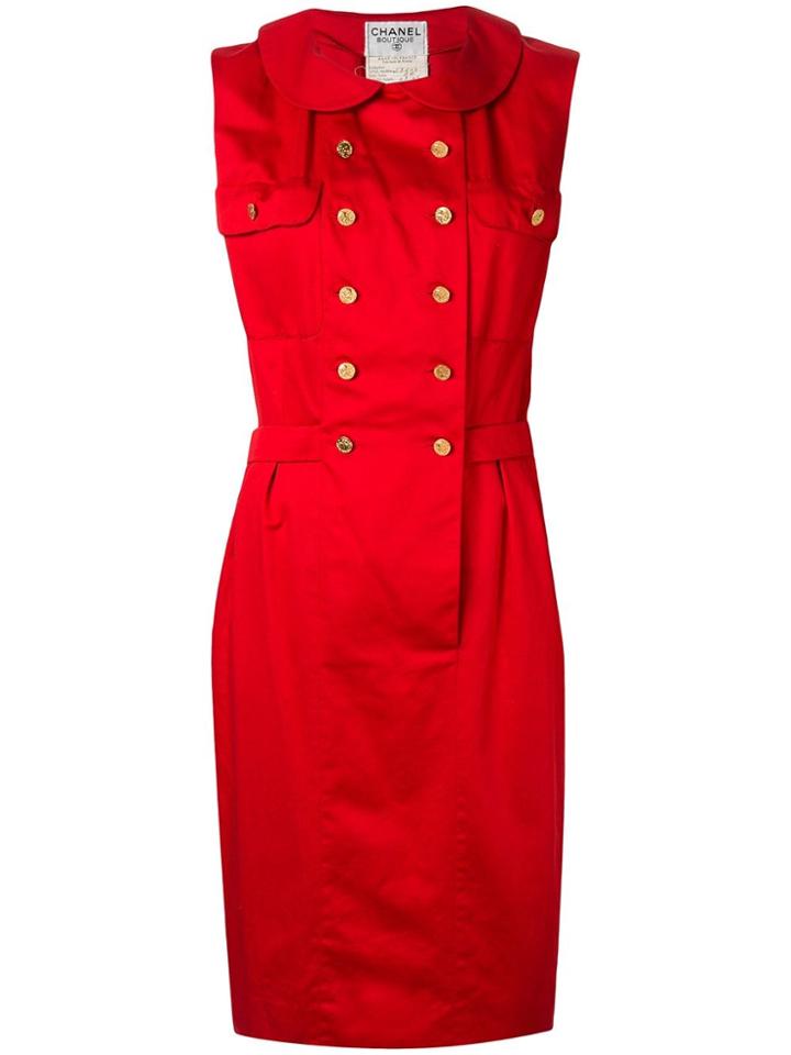 Chanel Pre-owned Double-breasted Shirt Dress - Red