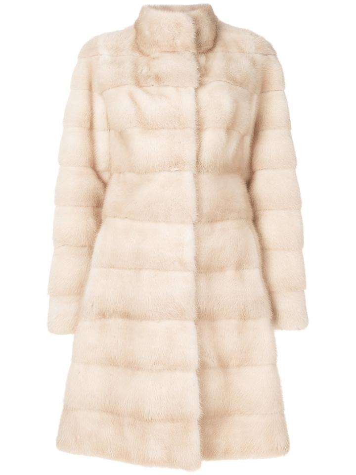 Liska Fur Mid-length Coat - Nude & Neutrals