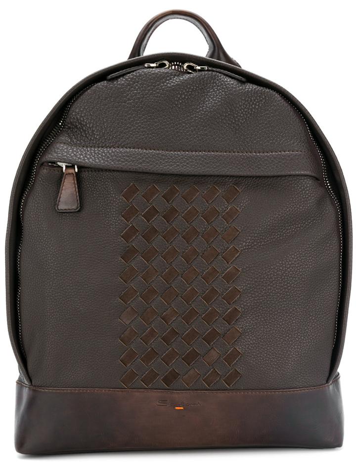 Santoni Textured Backpack - Brown