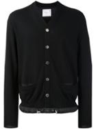 Sacai Drawstring Cardigan, Men's, Size: 4, Black, Cotton/polyester/wool