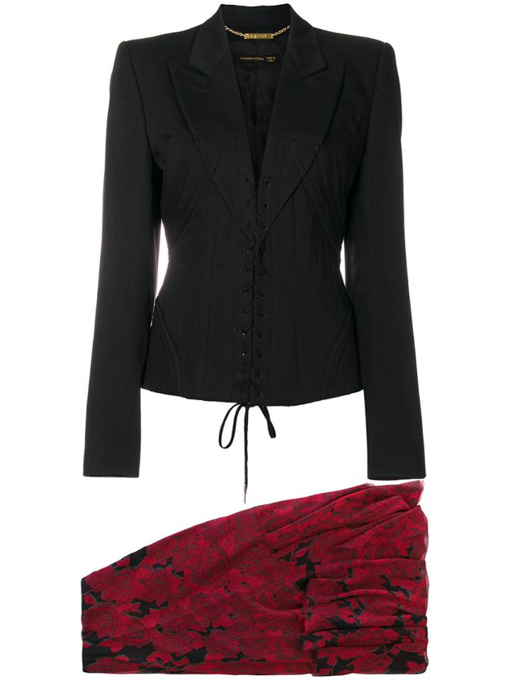 William Vintage Rose Skirt & Jacket Set - Black