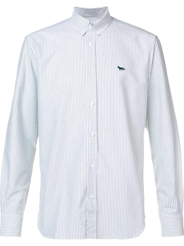 Maison Kitsuné Embroidered Logo Striped Shirt