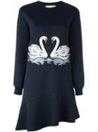 Stella Mccartney Embroidered Swan Sweater Dress, Women's, Size: 36, Blue, Cotton/polyamide/polyester