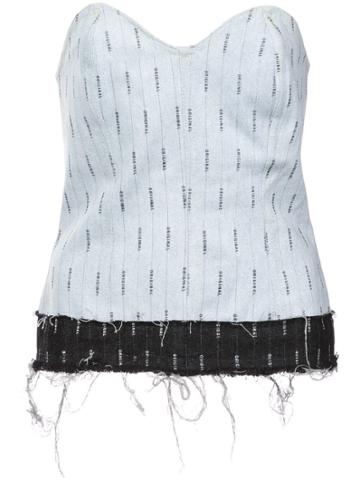 Maison The Faux Logo Print Strapless Top - Blue