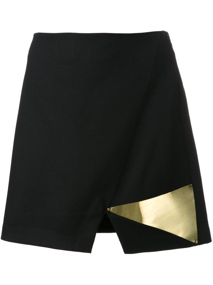 Jay Ahr Gold-tone Detail Slit Skirt, Women's, Size: 34, Black, Wool