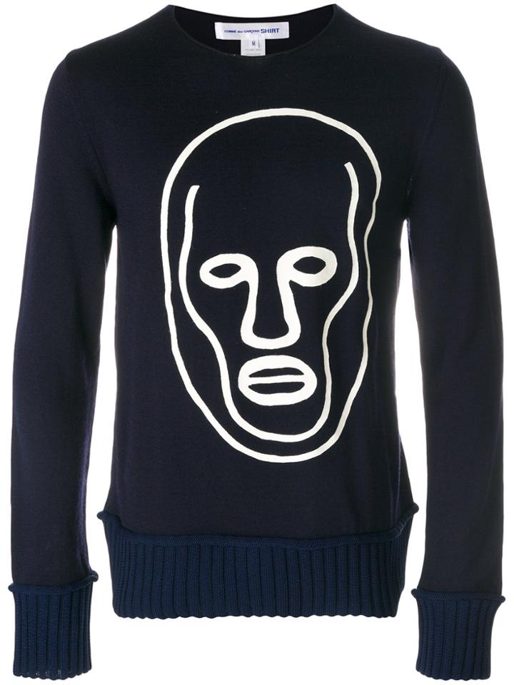 Comme Des Garçons Shirt Face Print Sweatshirt - Blue