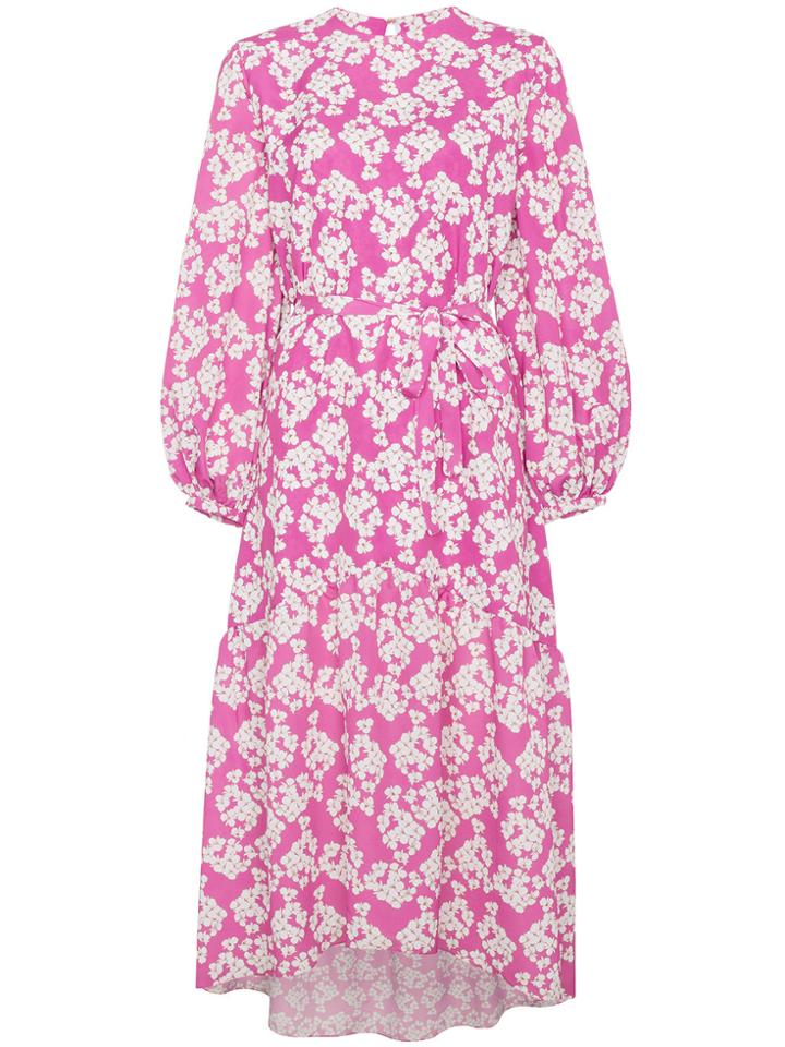 Borgo De Nor Floral Print Balloon Sleeve Asymmetric Dress - Pink &