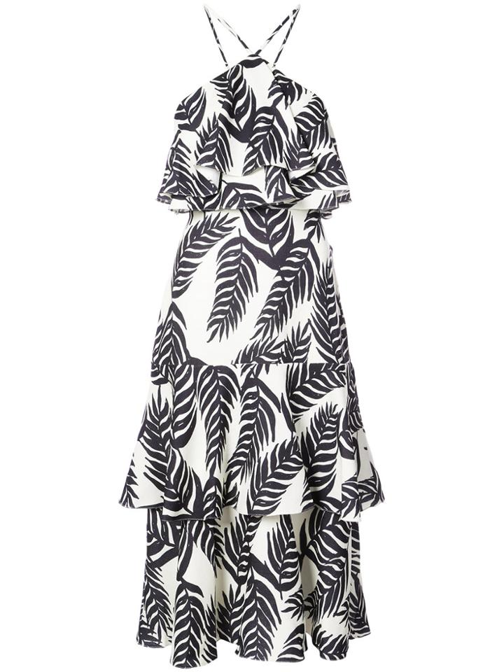 Patbo Palm Print Halterneck Dress - White