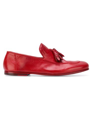 Rocco P. Tassel Trim Loafers - Red