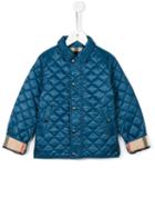 Burberry Kids Quilted Short Coat, Boy's, Size: 8 Yrs, Blue