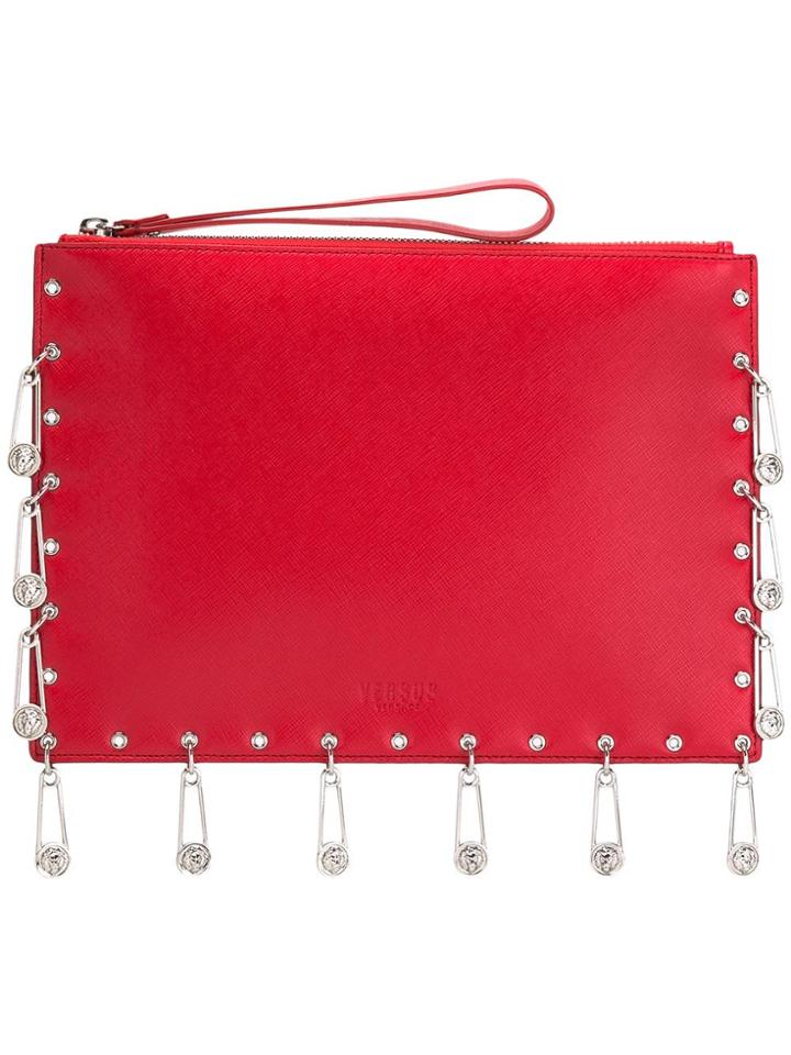 Versus Pins Embellished Clutch - Red
