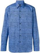 Prada Check Print Poplin Shirt - Blue