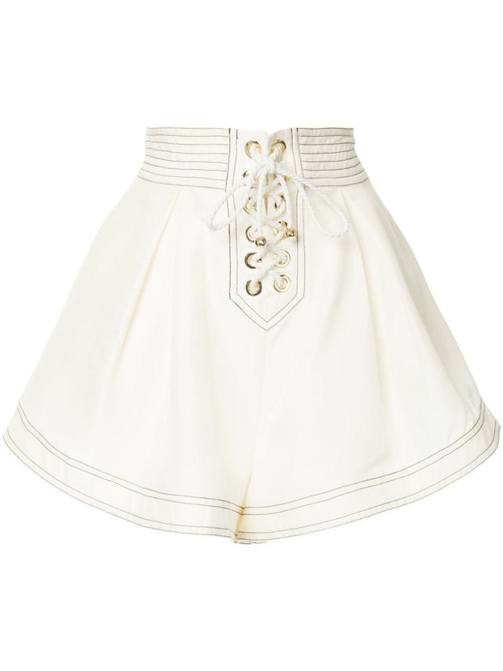 Zimmermann Corsage Lace Up Shorts - White