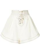 Zimmermann Corsage Lace Up Shorts - White