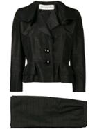 Christian Dior Vintage 1981 Ruffled Skirt Suit - Black