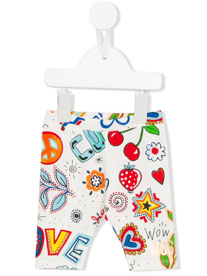 Moschino Kids Flower Power Print Leggings, Girl's, Size: 18-24 Mth, Nude/neutrals