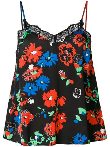 Isabelle Blanche Floral Print Flared Top - Black