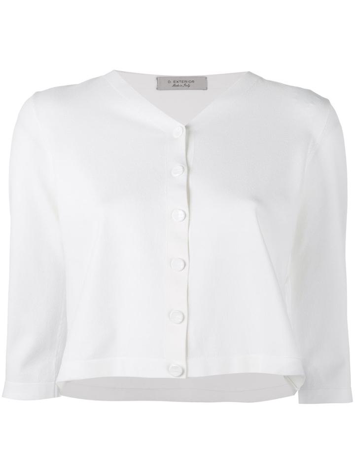 D.exterior - Cropped Cardigan - Women - Polyester/viscose - M, White, Polyester/viscose