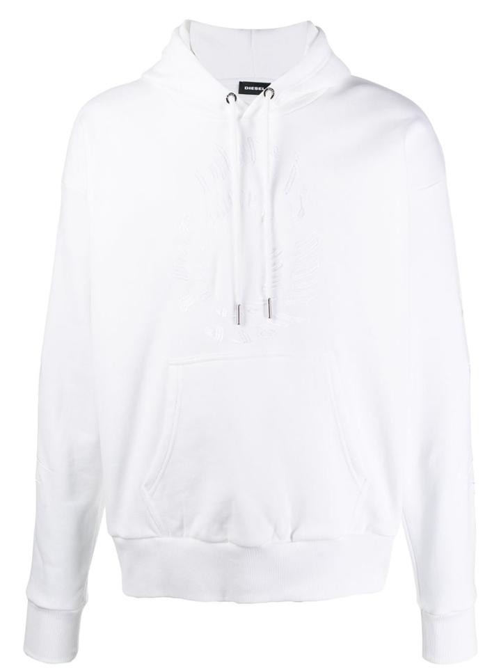 Diesel Embroidered Hoodie - White