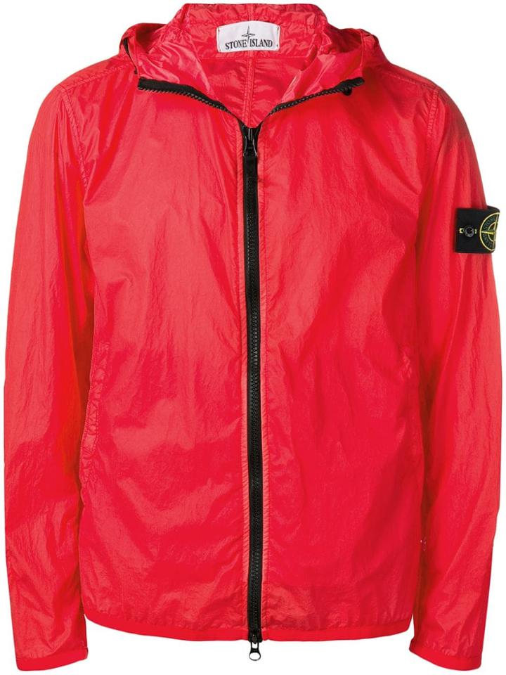 Stone Island Logo Patch Lightweight Jacket - Red