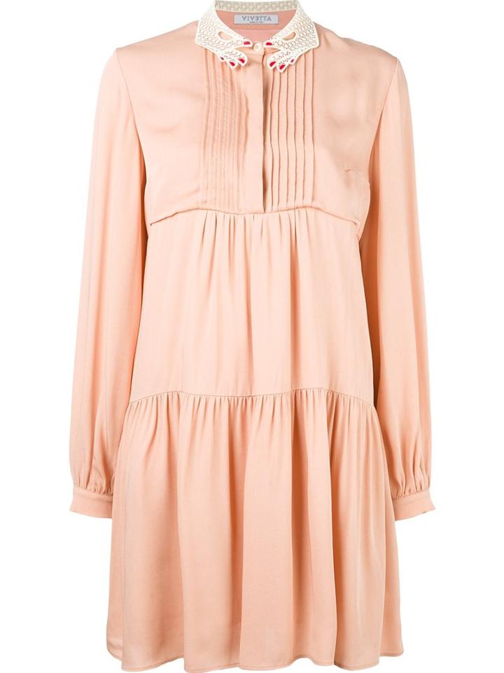 Vivetta Embroidered Hand Collar Dress, Women's, Size: 42, Pink/purple, Polyester/acetate/viscose