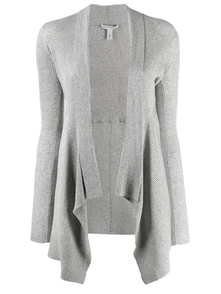 Autumn Cashmere Asymmetric Ribbed Knit Cardigan - Grey