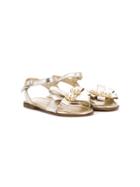 Montelpare Tradition Teen Crystal Flower Embellished Sandals - Gold