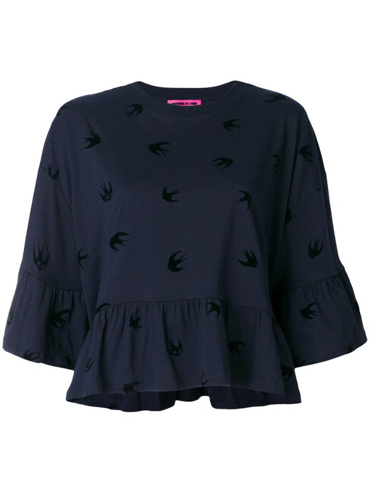 Mcq Alexander Mcqueen Flocked Micro Swallow T-shirt - Blue