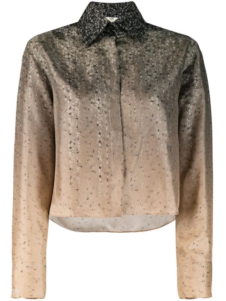 Fendi Floral Pattern Cropped Shirt - Green